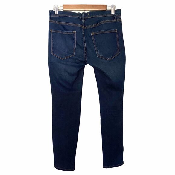 Free People Women's Dark Wash Mid Rise Whiskered Skinny Leg Ankle Jeans Size 27 - Picture 7 of 7